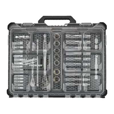 Zestaw nasadek metrycznych ¼” i ½” z grzechotką w organizerze PACKOUT™  63 szt.