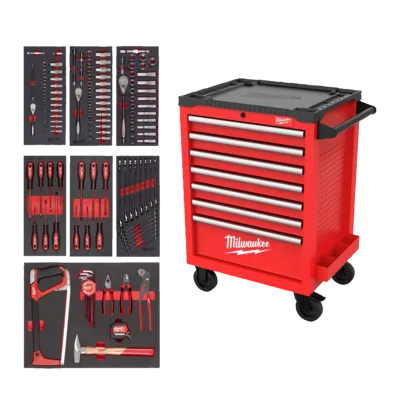 Wypełniona 27˝/69 cm 3-szufladowa stalowa szafka na kółkach TOOLGUARD™ 131szt - Uniwersalne narzędzia