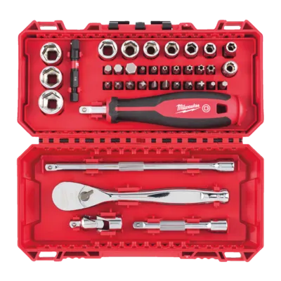 Zestaw: Grzechotka, nasadki 1/4" i bity udarowe