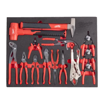 14 pc Pliers and Hammer Set Foam Insert